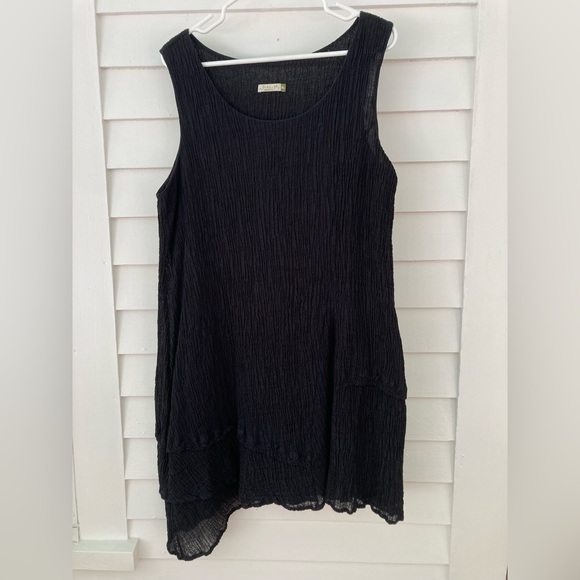 Chalet | Black Linen Crepe Texture Dress Size XL - Picture 1 of 6